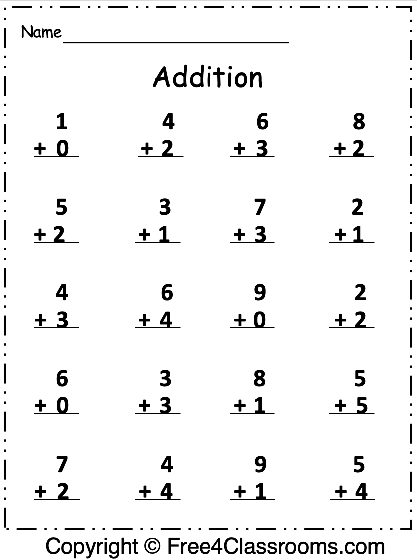 Free 1 Digit To 10 Addition Math Worksheet Free Worksheets Free 1 Digit To 10 Addition Math Worksheet Free Worksheets