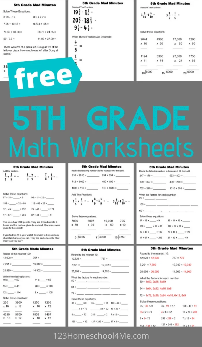 Free Printable 5th Grade Math Worksheets Free Printable 5th Grade Math Worksheets