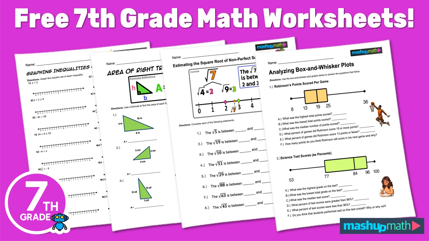 Free 7th Grade Math Worksheets Printable W Answers Mashup Math Free 7th Grade Math Worksheets Printable W Answers Mashup Math