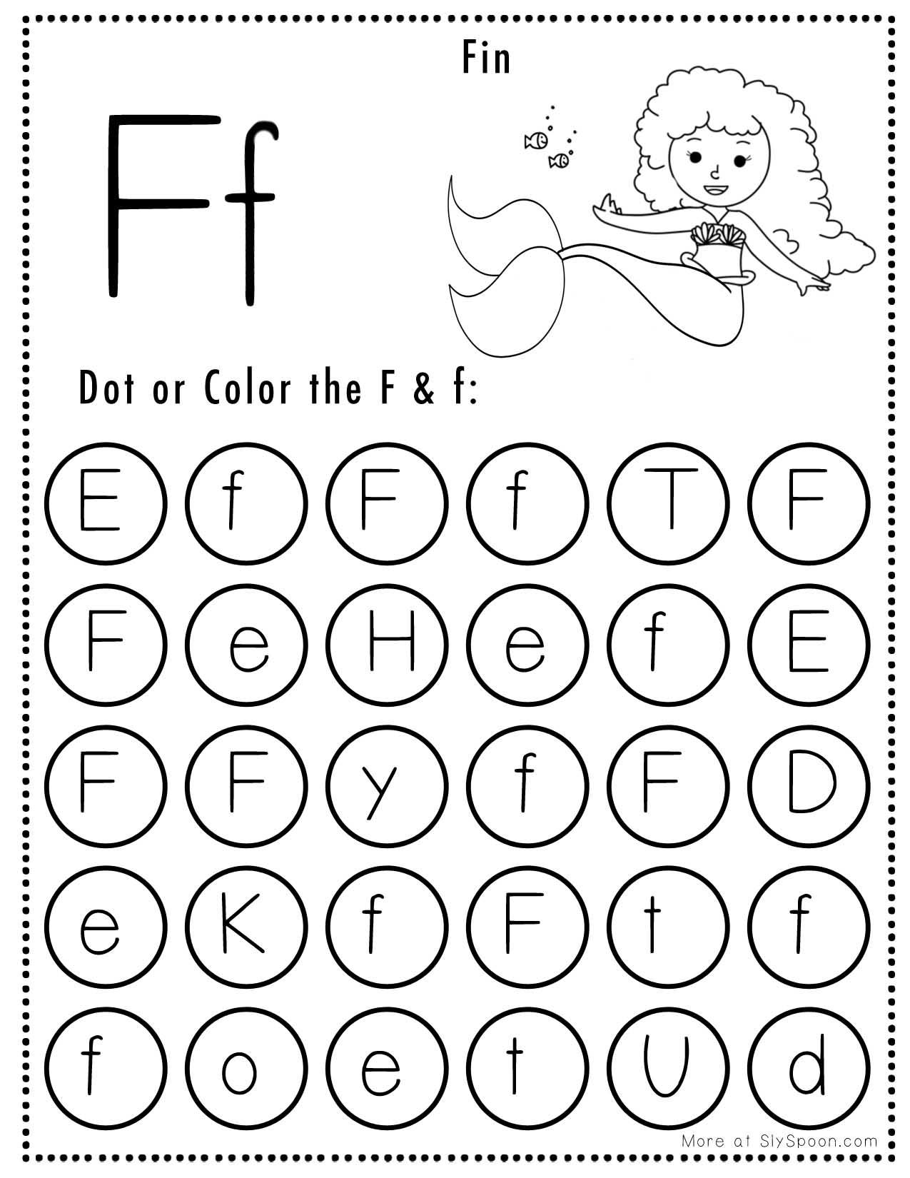 Free Alphabet Do A Dot Printables Worksheets Letter F Mermaid Free Alphabet Do A Dot Printables Worksheets Letter F Mermaid