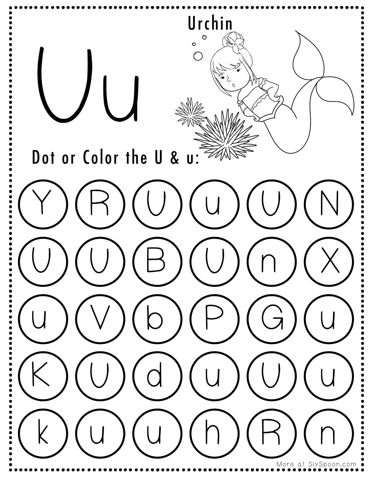 Free Alphabet Do A Dot Printables Worksheets Letter U Mermaid Free Alphabet Do A Dot Printables Worksheets Letter U Mermaid