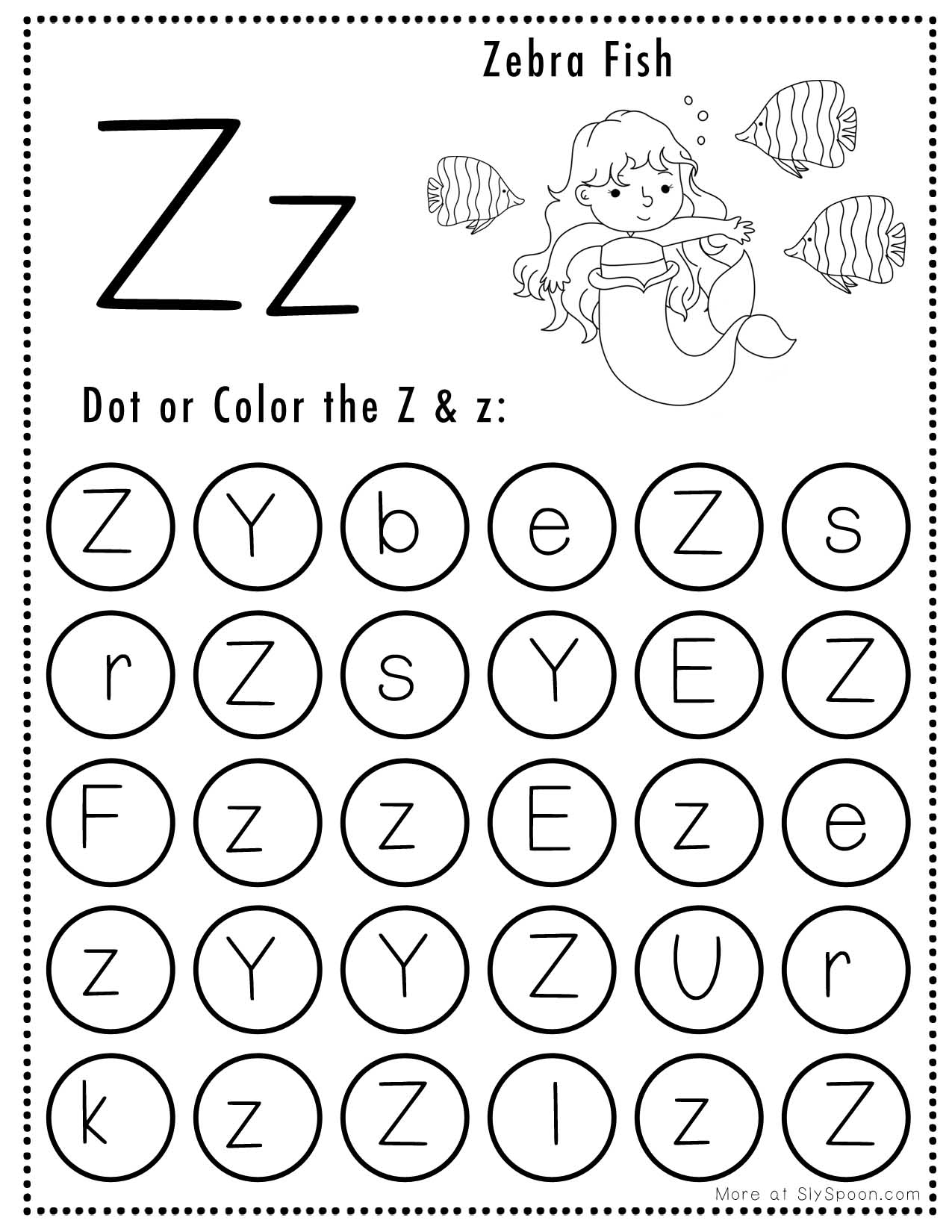 Free Alphabet Do A Dot Printables Worksheets Letter Z Mermaid Free Alphabet Do A Dot Printables Worksheets Letter Z Mermaid