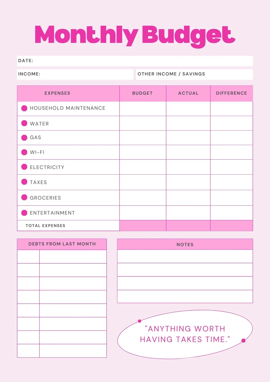 Weekly Budget Worksheet Printable Weekly Budget Worksheet Printable