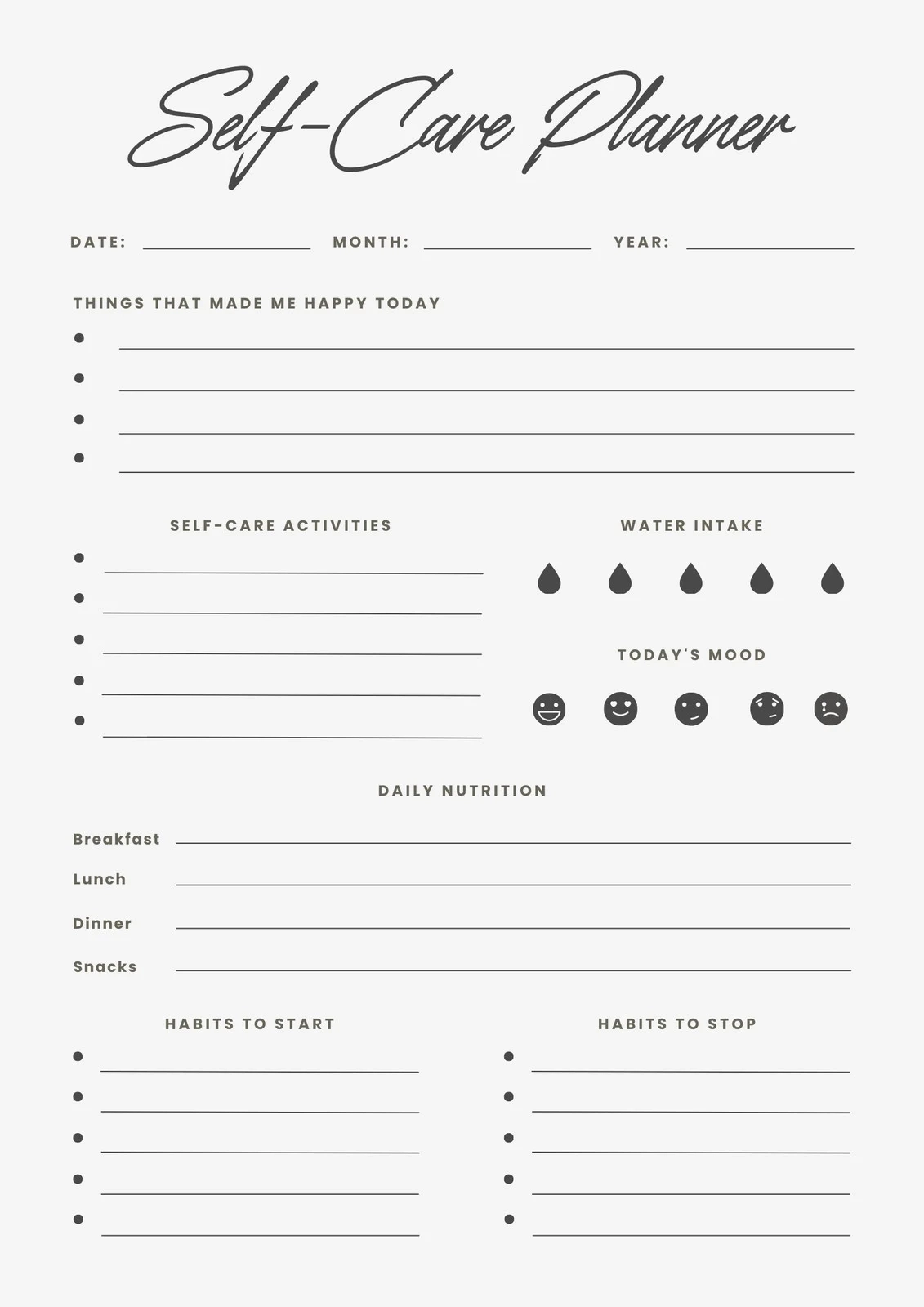 Free And Customizable Self Care Templates Free And Customizable Self Care Templates