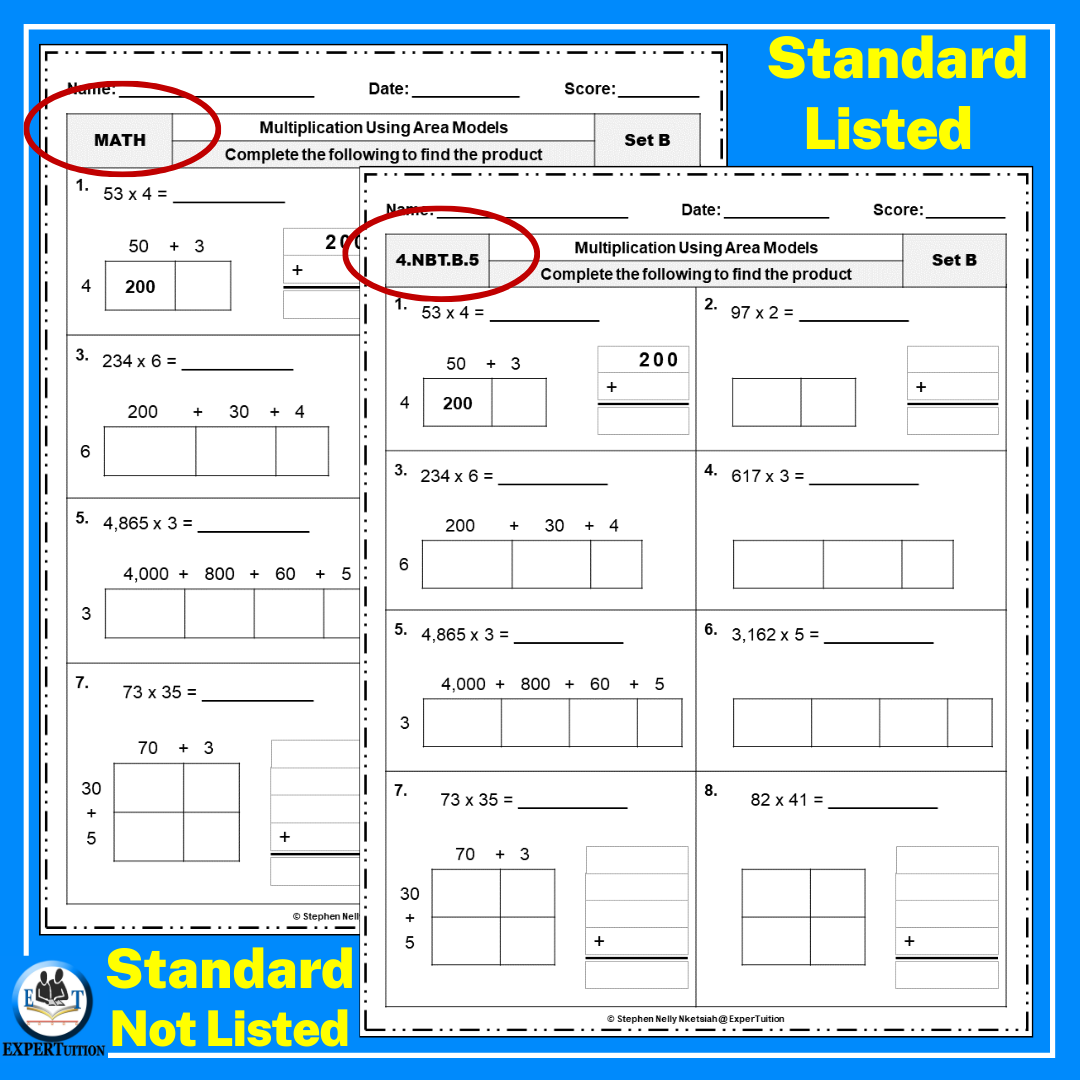 Free Area Model Multi Digit Multiplication Worksheets Made By Free Area Model Multi Digit Multiplication Worksheets Made By