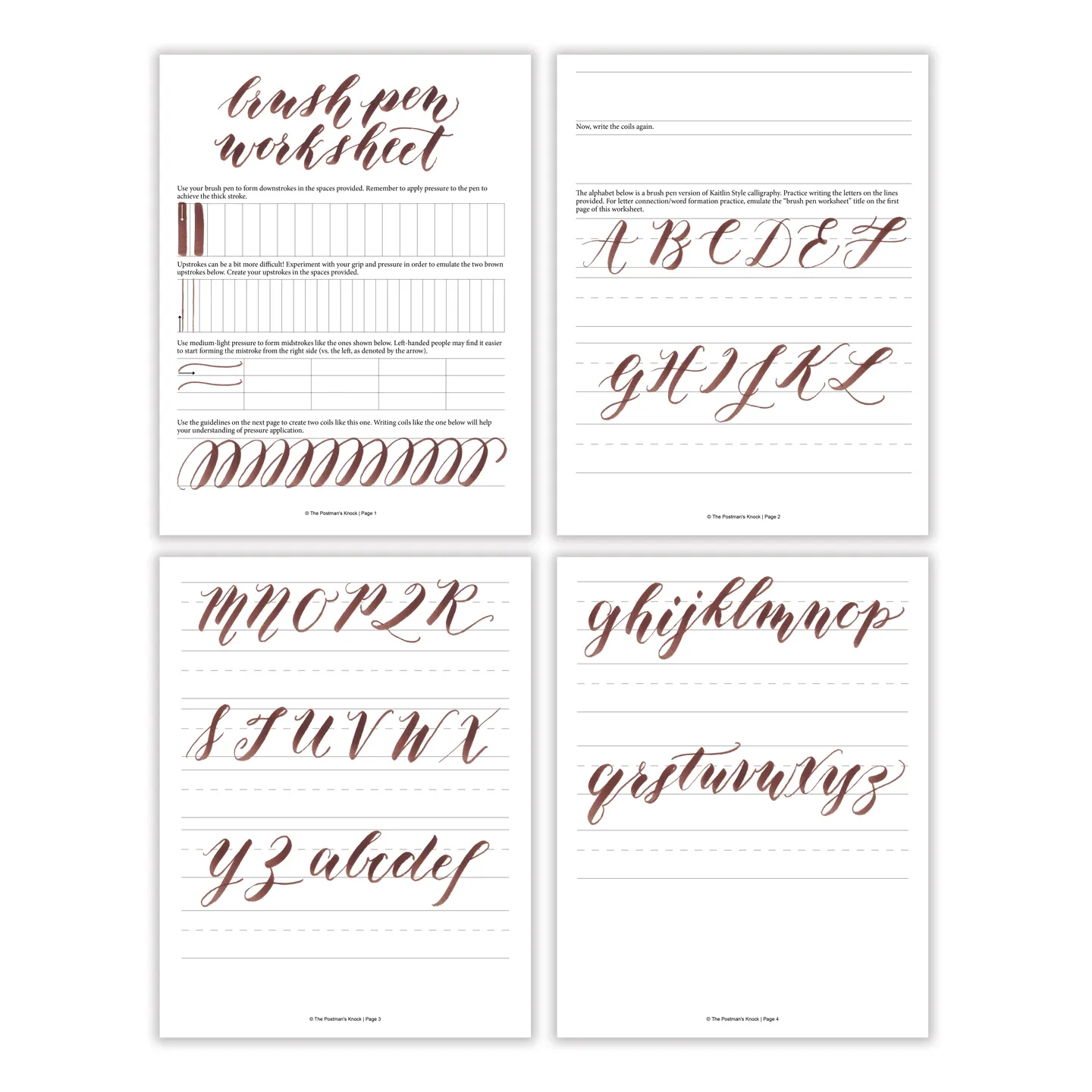 Free Basic Brush Pen Calligraphy Worksheet The Postman s Knock Free Basic Brush Pen Calligraphy Worksheet The Postman s Knock