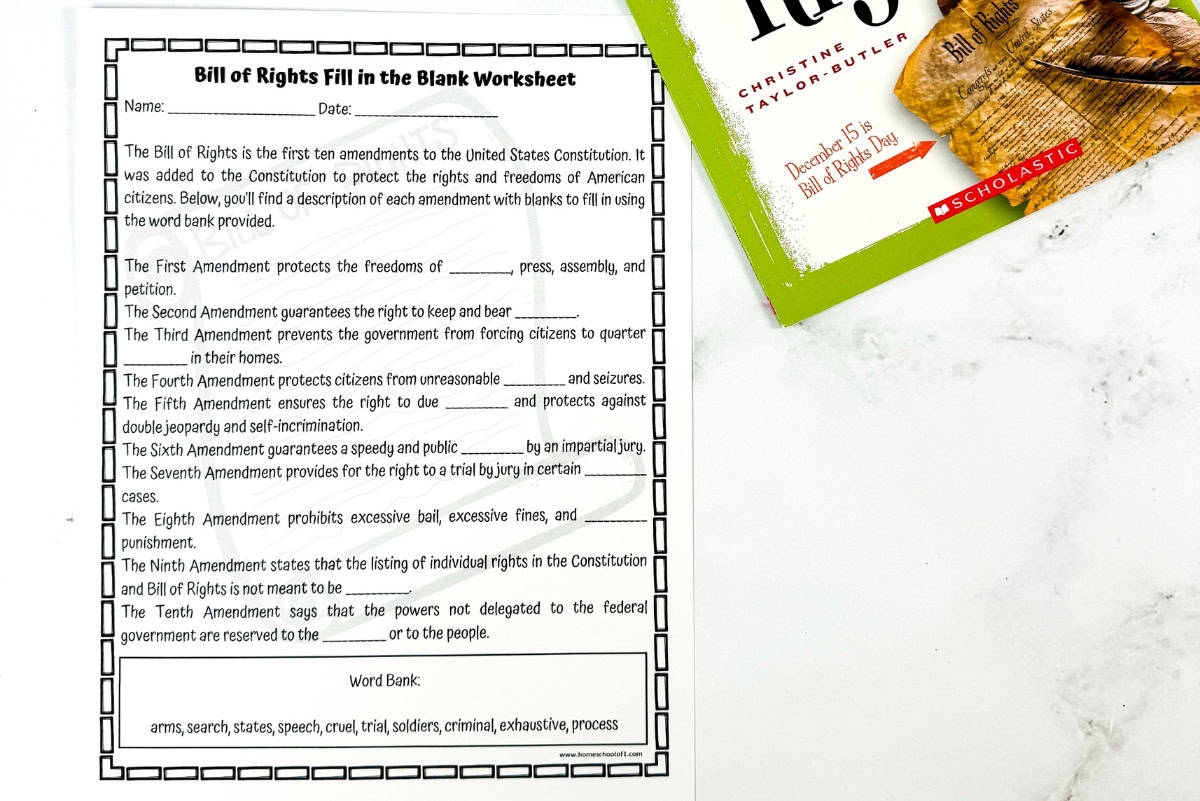 Free Printable Bill Of Rights Worksheets Free Printable Bill Of Rights Worksheets