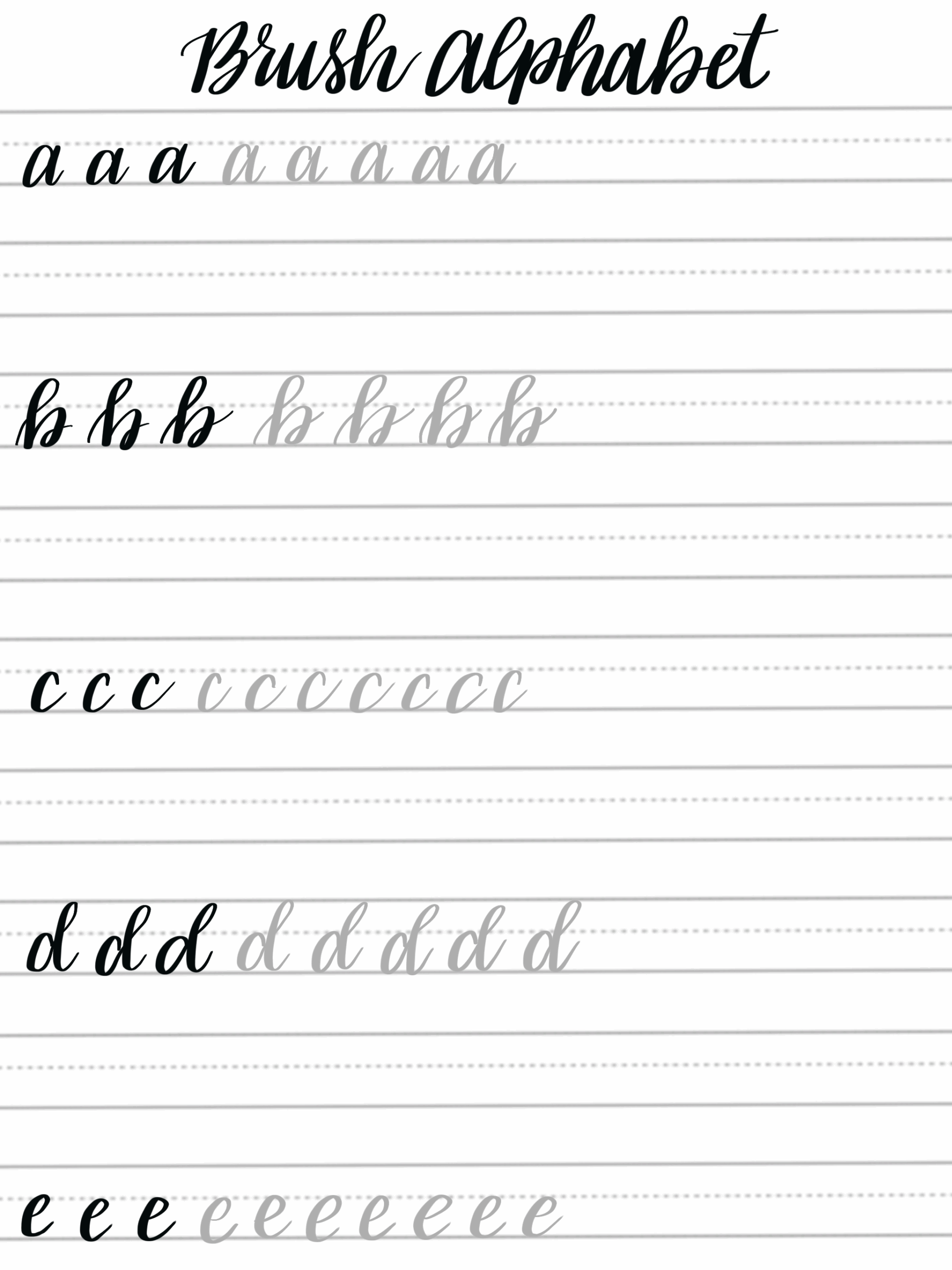 Free Brush Lettering Practice Sheets Lowercase Alphabet Free Brush Lettering Practice Sheets Lowercase Alphabet