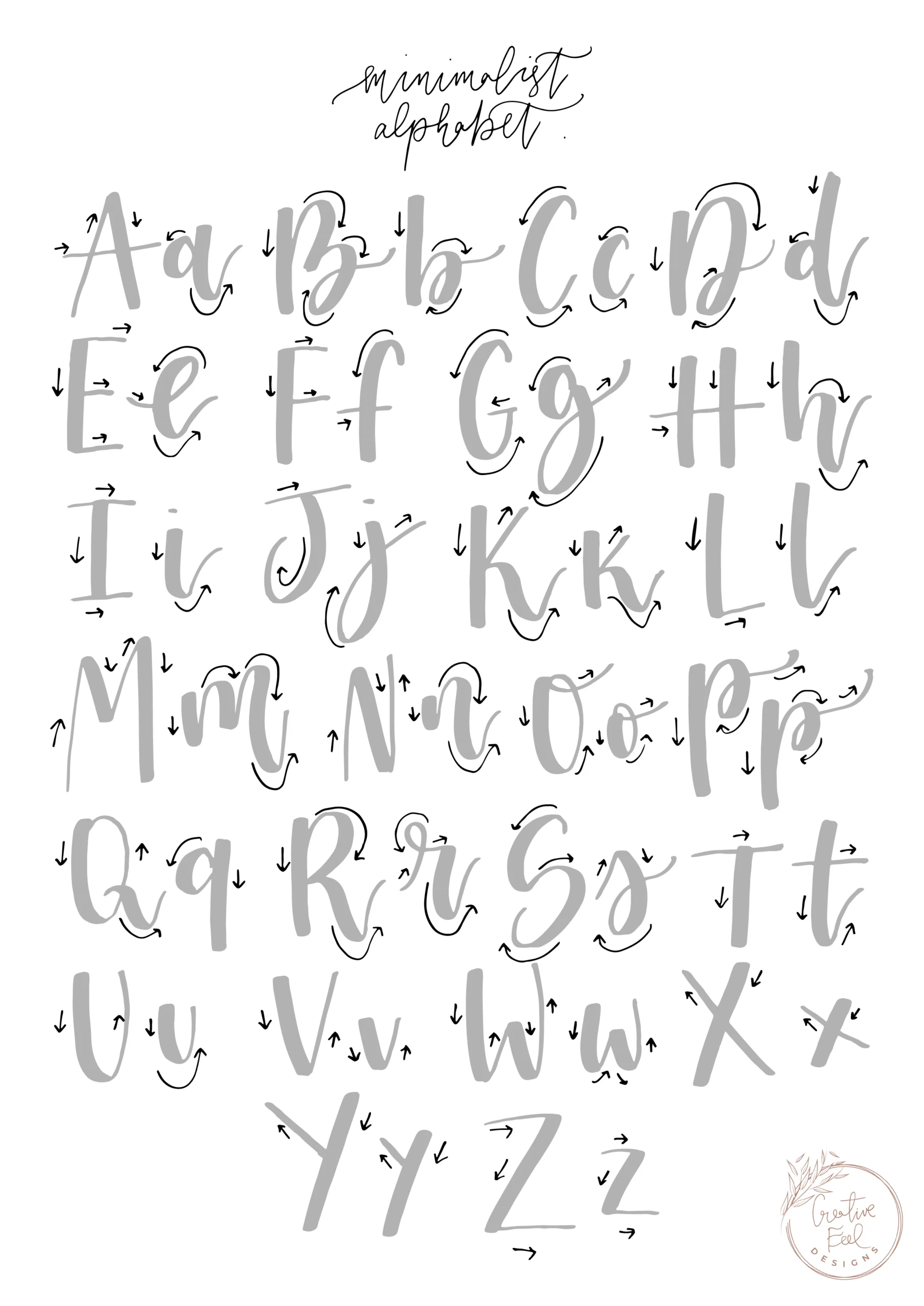 FREE Brush Lettering Practise Sheet Minimalist Alphabet Modern FREE Brush Lettering Practise Sheet Minimalist Alphabet Modern