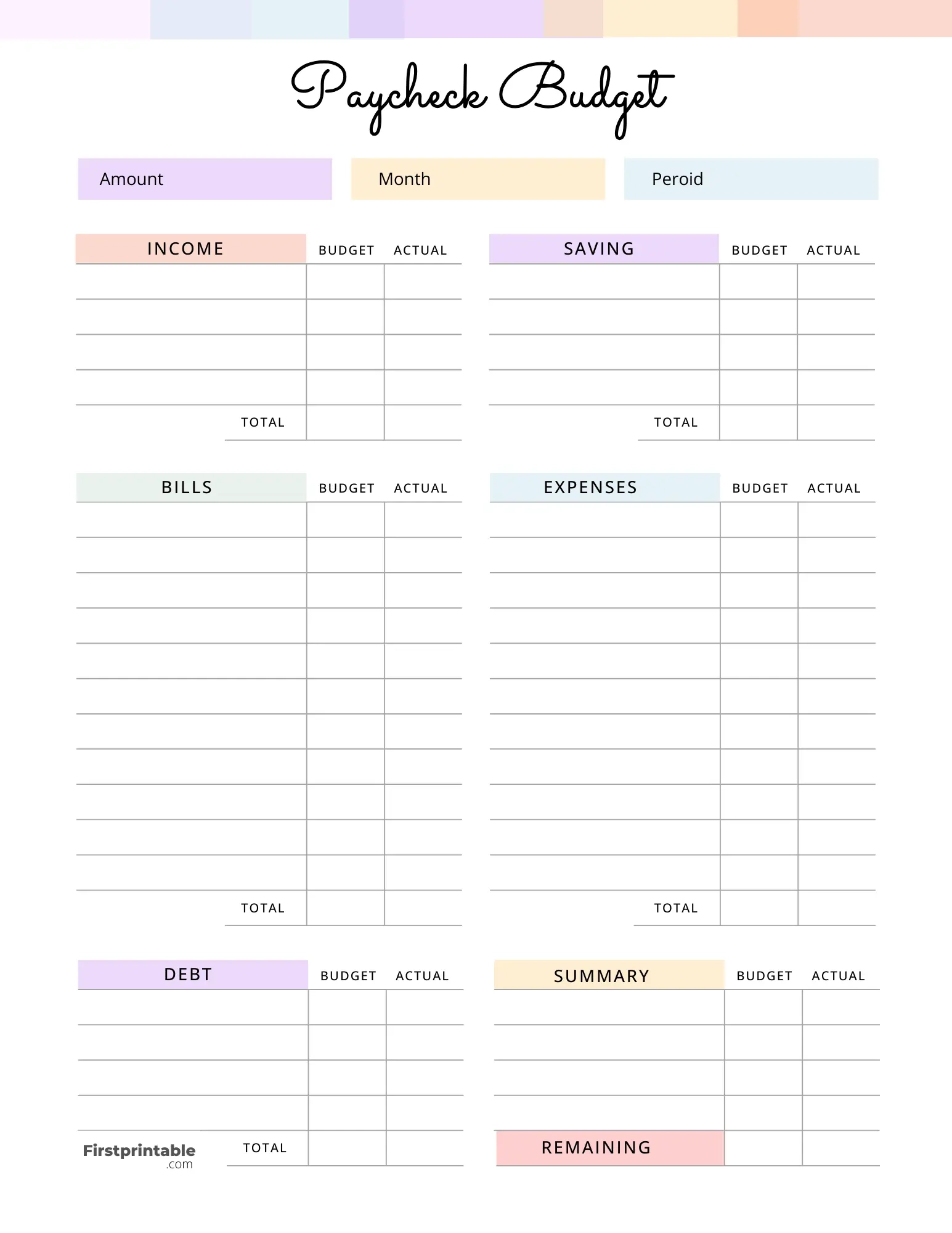 Free Budget Planner Templates Printable amp Fillable