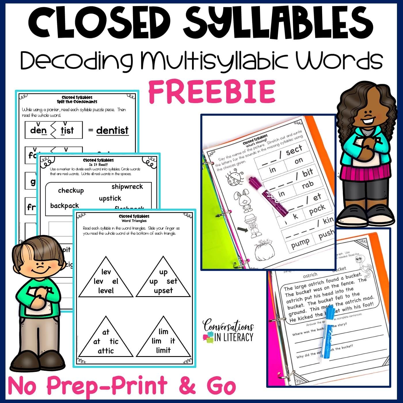 FREE Closed Syllables Decoding Multisyllabic Words Activities FREE Closed Syllables Decoding Multisyllabic Words Activities