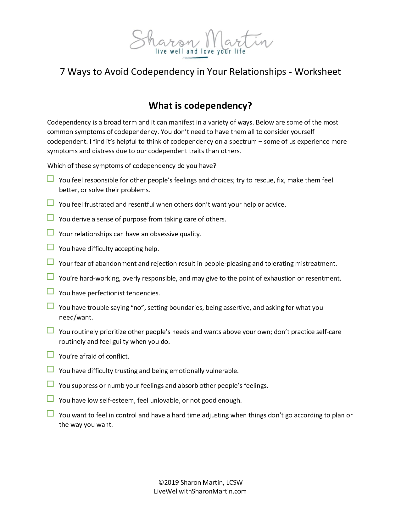 Free Codependency Worksheets Live Well With Sharon Martin Free Codependency Worksheets Live Well With Sharon Martin
