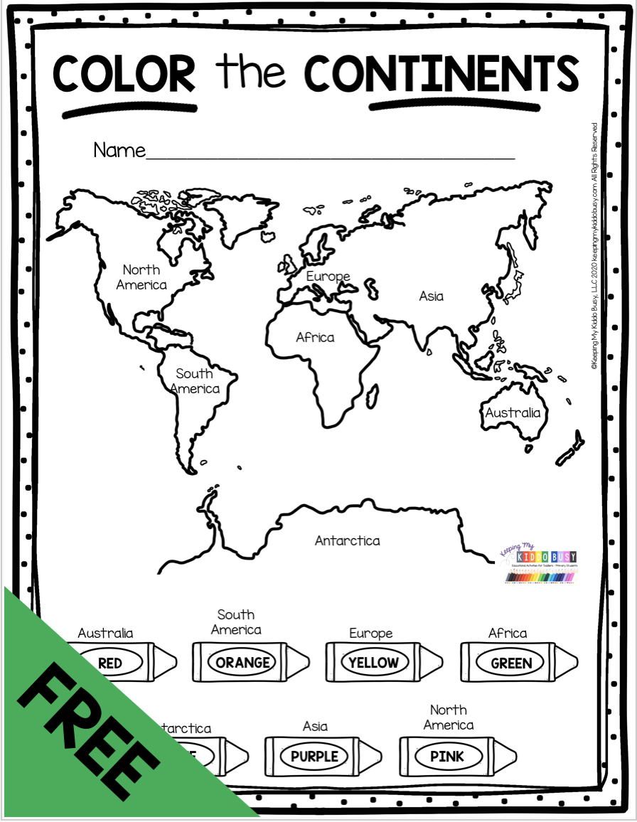 FREE Color The 7 Continents All About Earth And Maps For FREE Color The 7 Continents All About Earth And Maps For