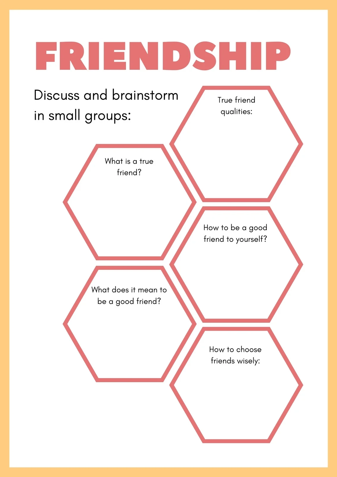 Free Custom Printable Friendship Worksheet Templates Canva Free Custom Printable Friendship Worksheet Templates Canva