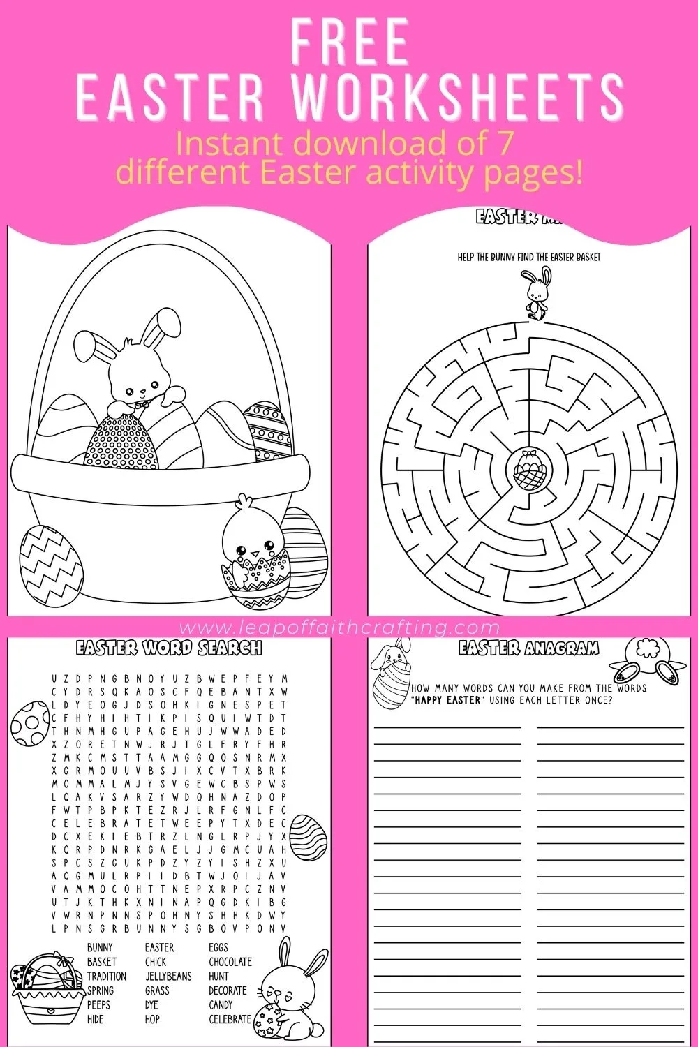 FREE Easter Worksheets PDF Coloring Pages Word Search amp More 