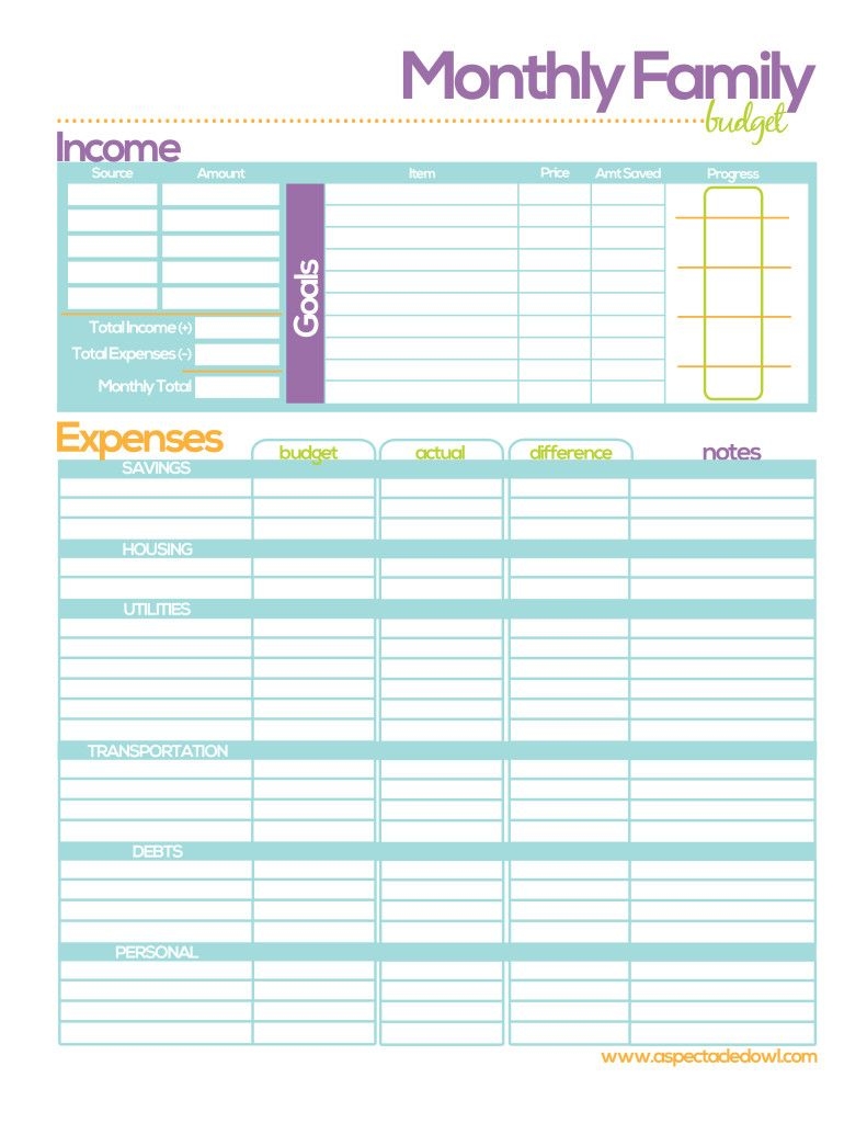 Free Family Budget Printable A Spectacled Owl Free Family Budget Printable A Spectacled Owl