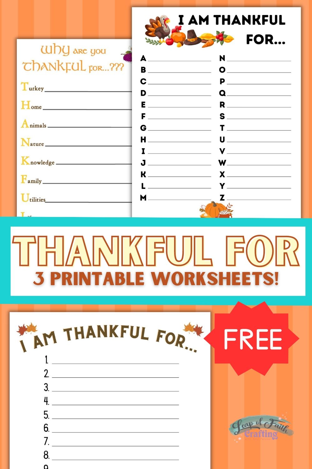 FREE I Am Thankful For Worksheet 3 Simple Printables Leap Of 