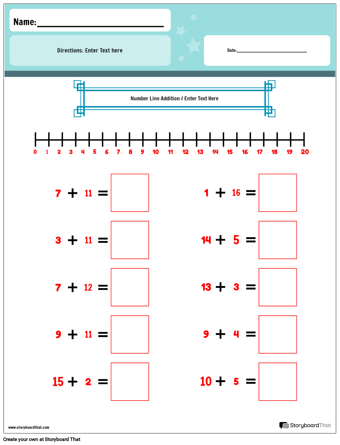 Free Math Number Line Worksheets Storyboard That Free Math Number Line Worksheets Storyboard That