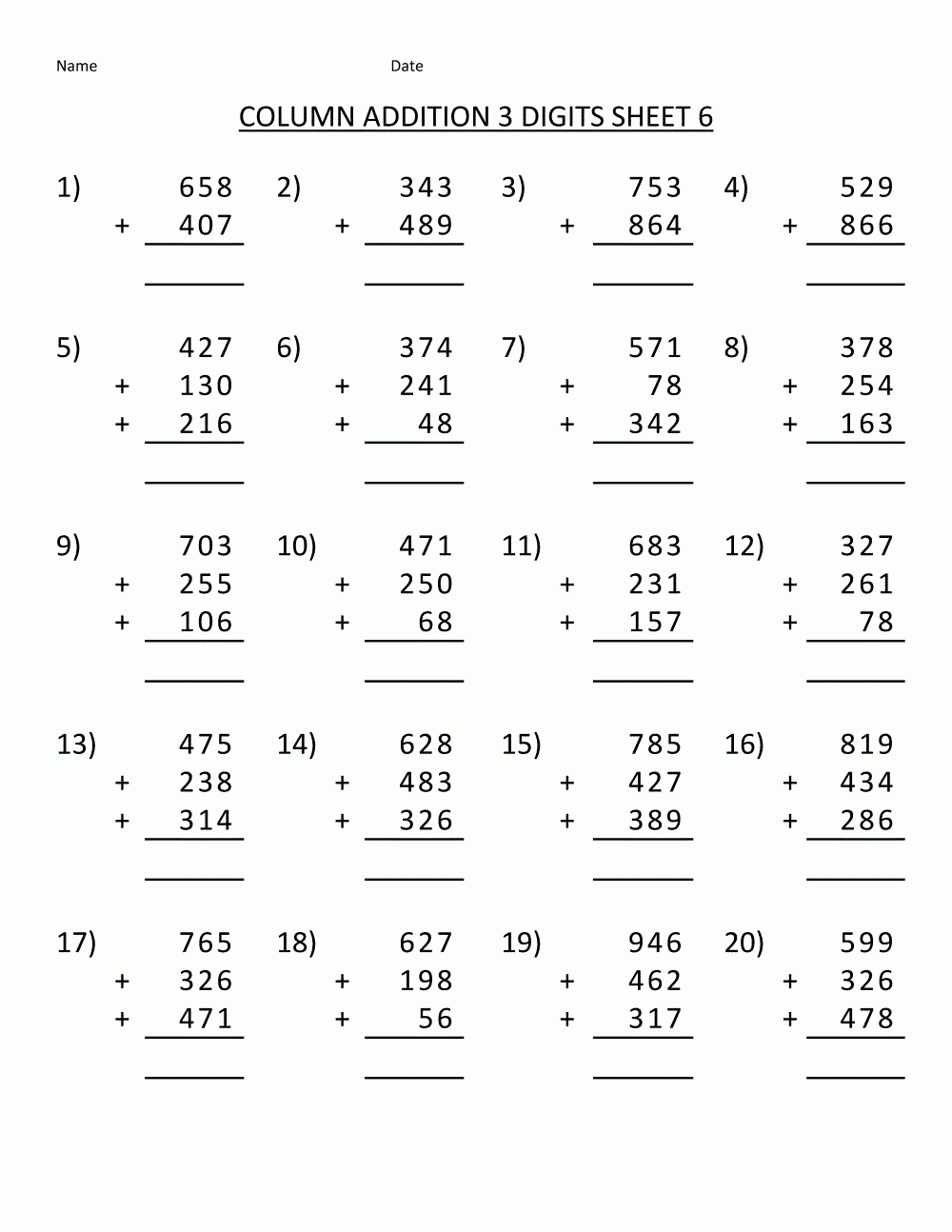 Addition Math Worksheets Printable Addition Math Worksheets Printable