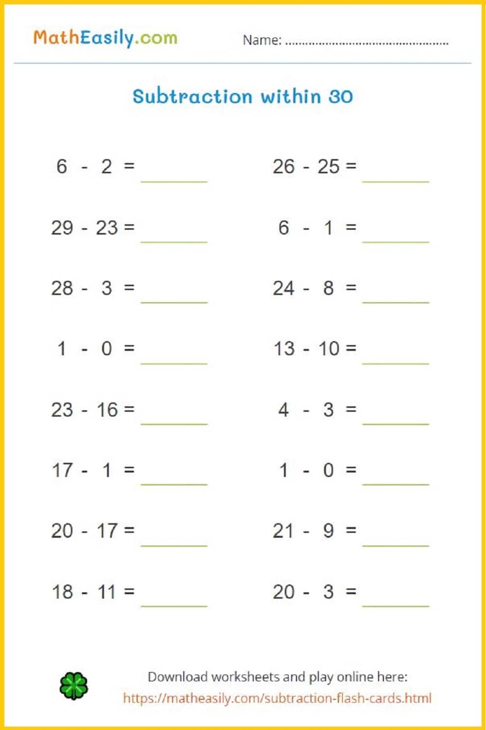 Math Worksheets Printable
