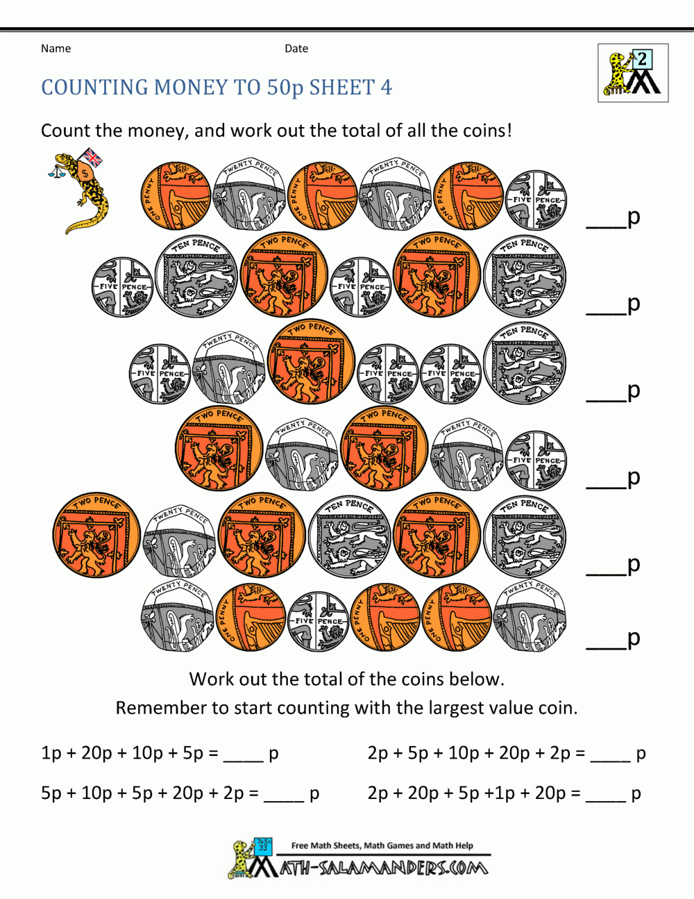 Free Money Worksheets UK Coins Free Money Worksheets UK Coins