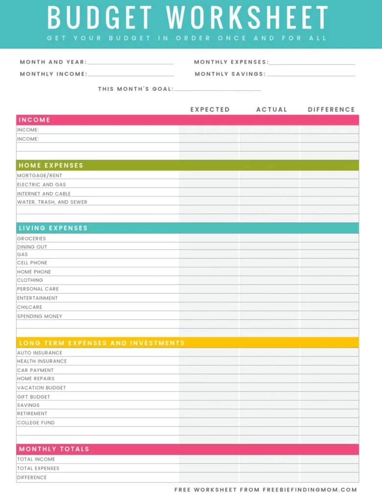 Free Monthly Budget Templates Printable PDFs Free Monthly Budget Templates Printable PDFs