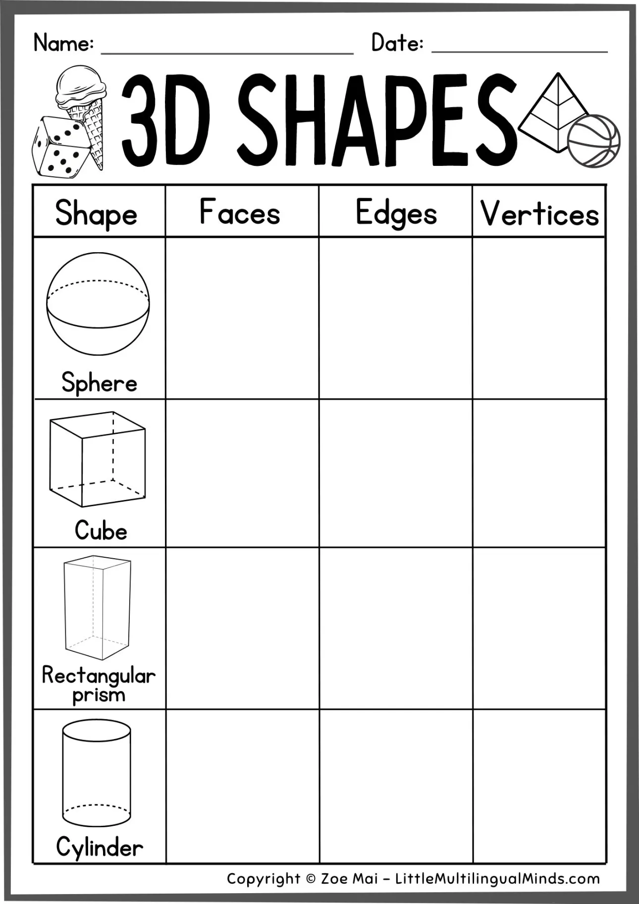 Free Printable 3D Shapes Chart And Fun Activities Ideas For Kids Free Printable 3D Shapes Chart And Fun Activities Ideas For Kids