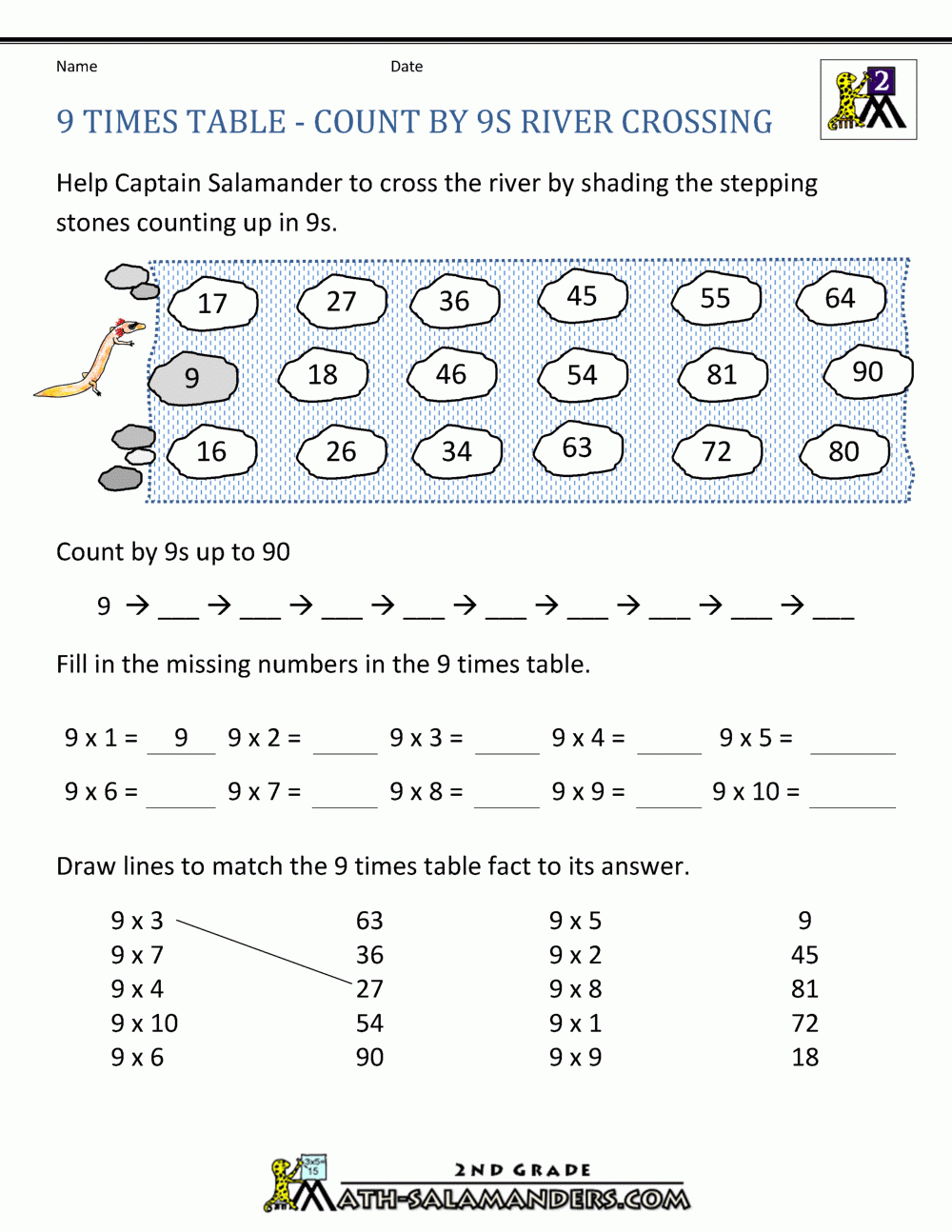 9 Times Table Worksheet Printable 9 Times Table Worksheet Printable
