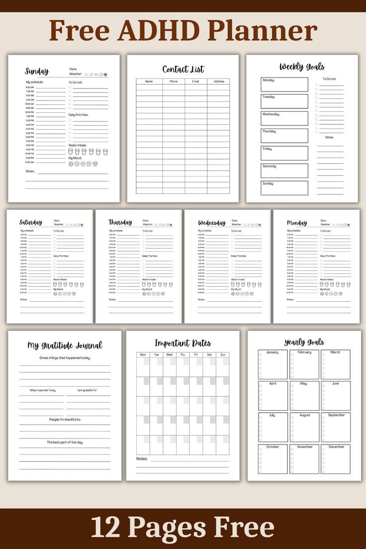 Free Printable ADHD Planner For Adults Free ADHD Planner Free Printable ADHD Planner For Adults Free ADHD Planner