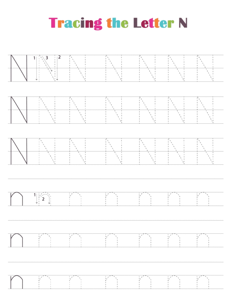 Free Printable Alphabet Tracing Worksheets PDF Letter N Free Printable Alphabet Tracing Worksheets PDF Letter N