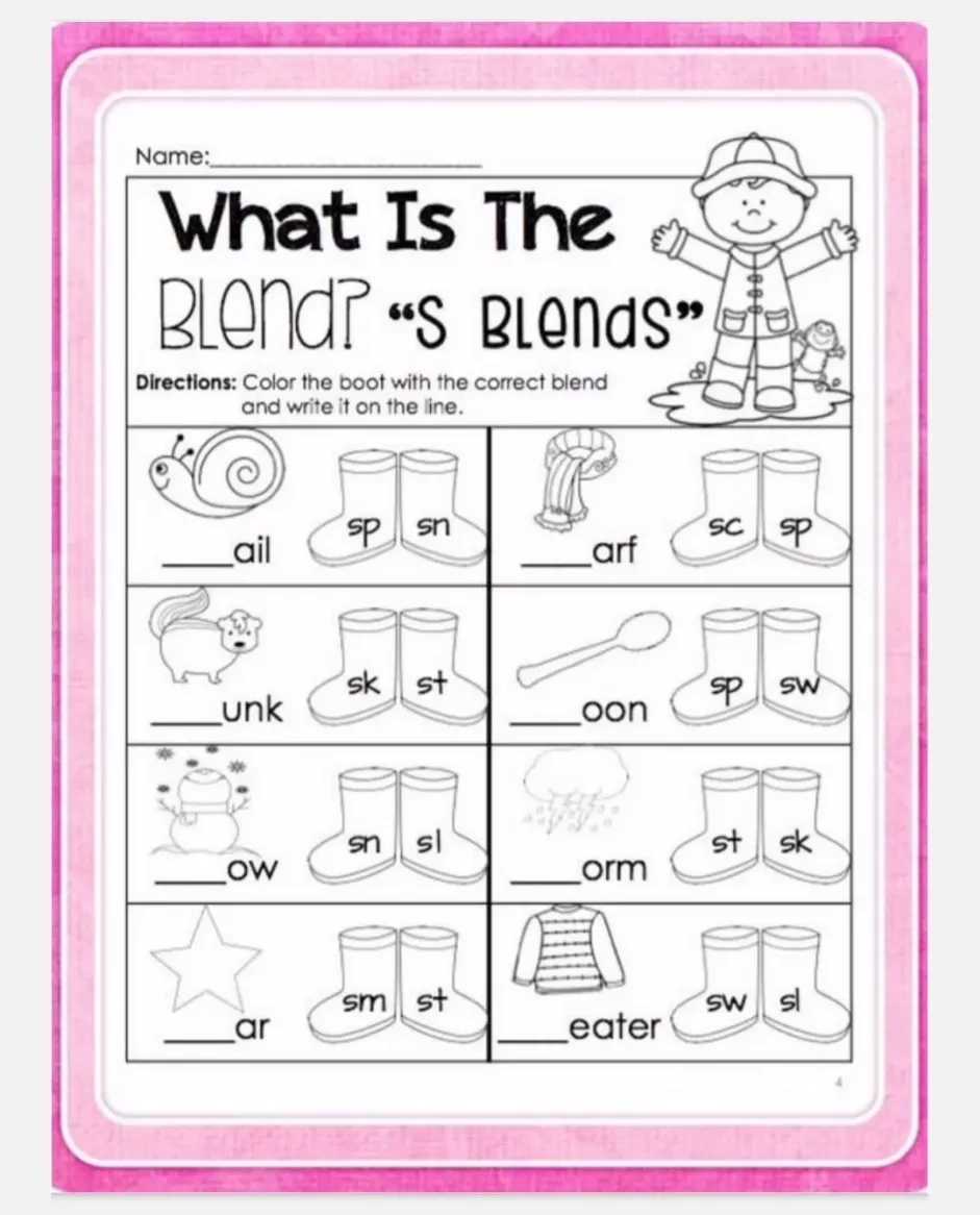 Free Printable Blend Worksheets Pdf Activity School For Kids Free Printable Blend Worksheets Pdf Activity School For Kids