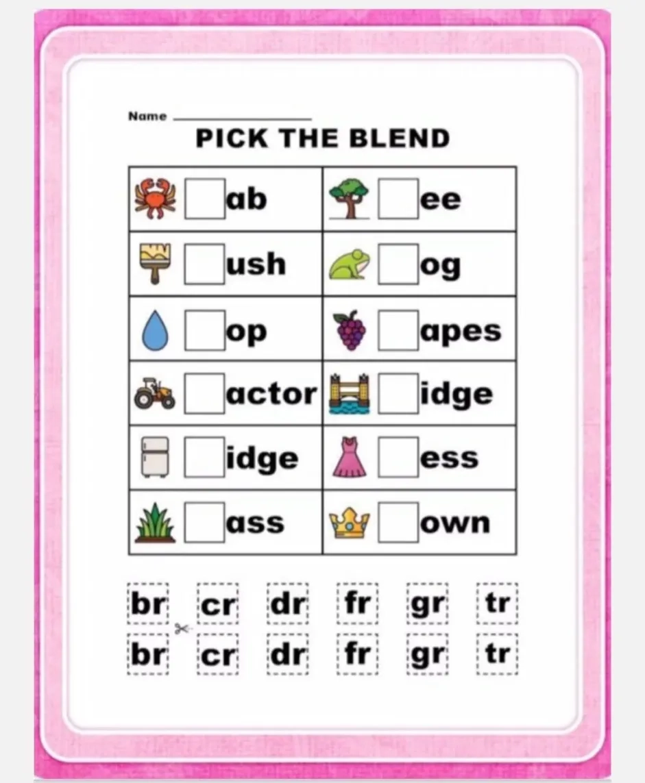 Free Printable Blend Worksheets Pdf Activity School For Kids Free Printable Blend Worksheets Pdf Activity School For Kids