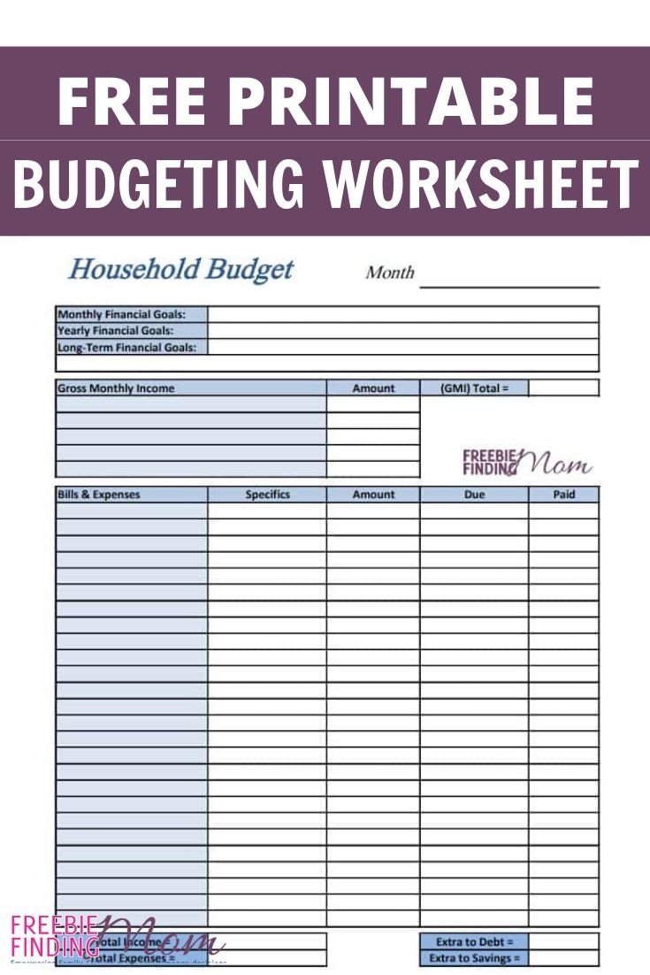 FREE Printable Budget Worksheet FREE Printable Budget Worksheet