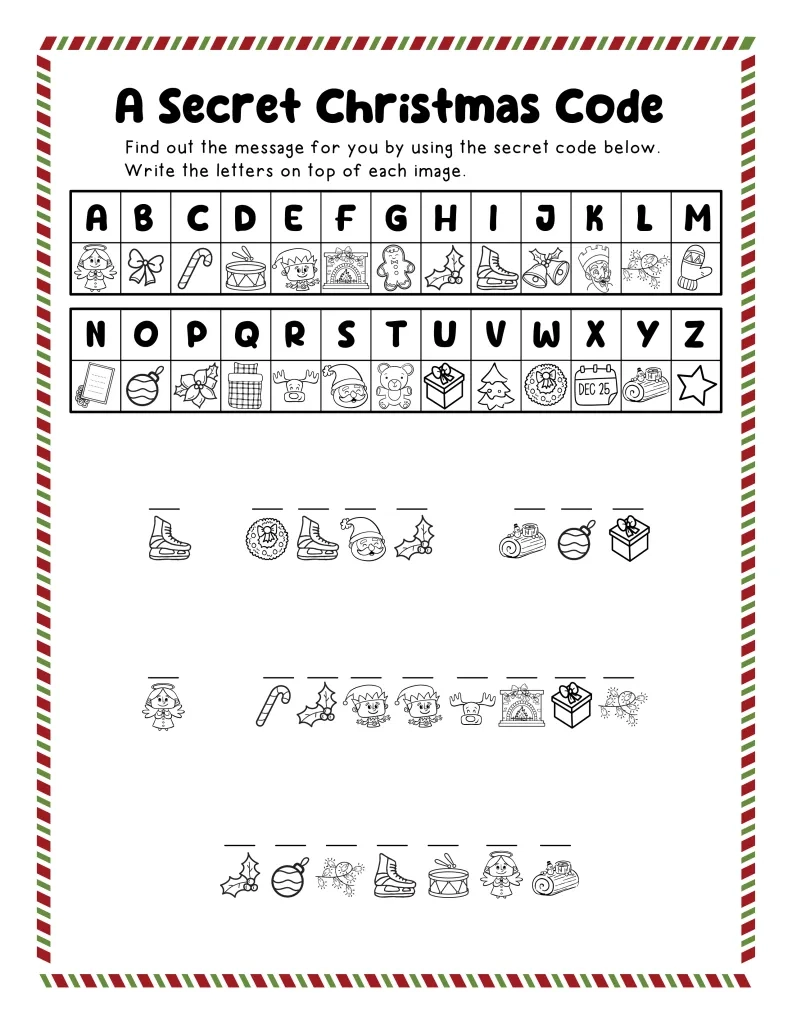 Free Printable Christmas Secret Codes For Kids In The Playroom Free Printable Christmas Secret Codes For Kids In The Playroom