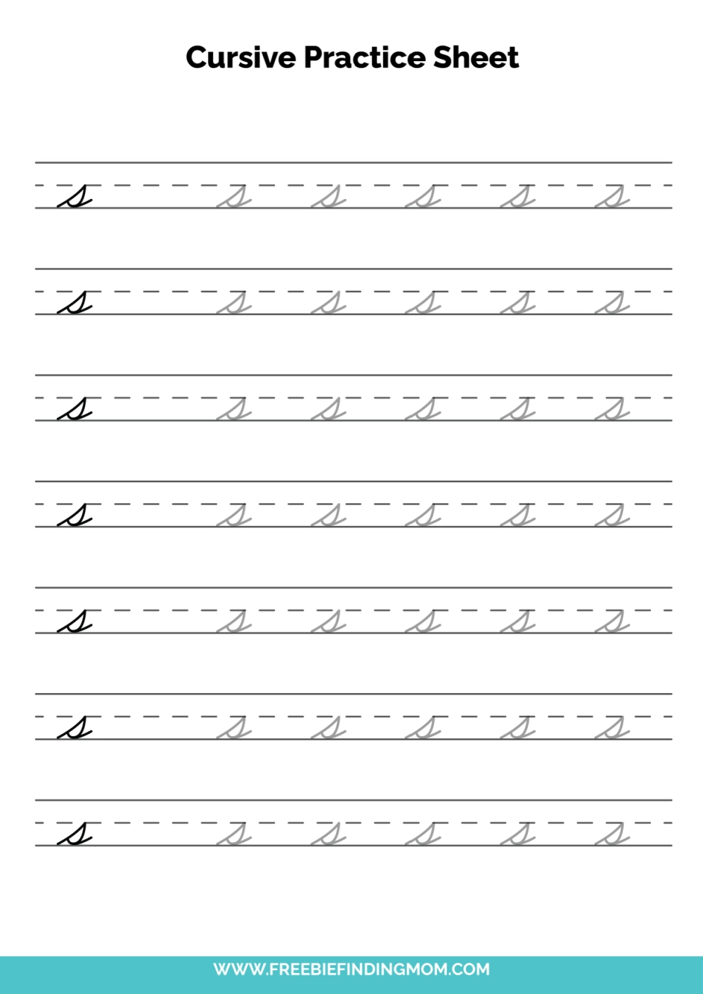Free Printable Cursive Alphabet Practice Sheets Lowercase S