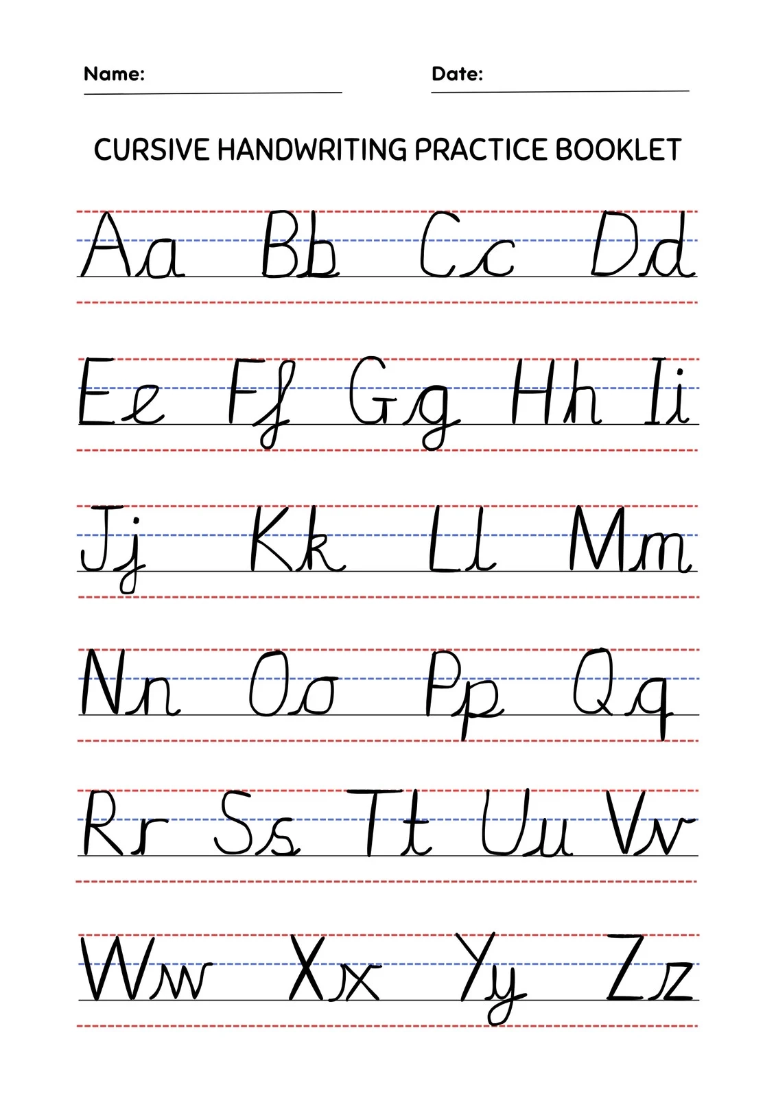 Free Printable Cursive Writing Worksheet Templates Canva