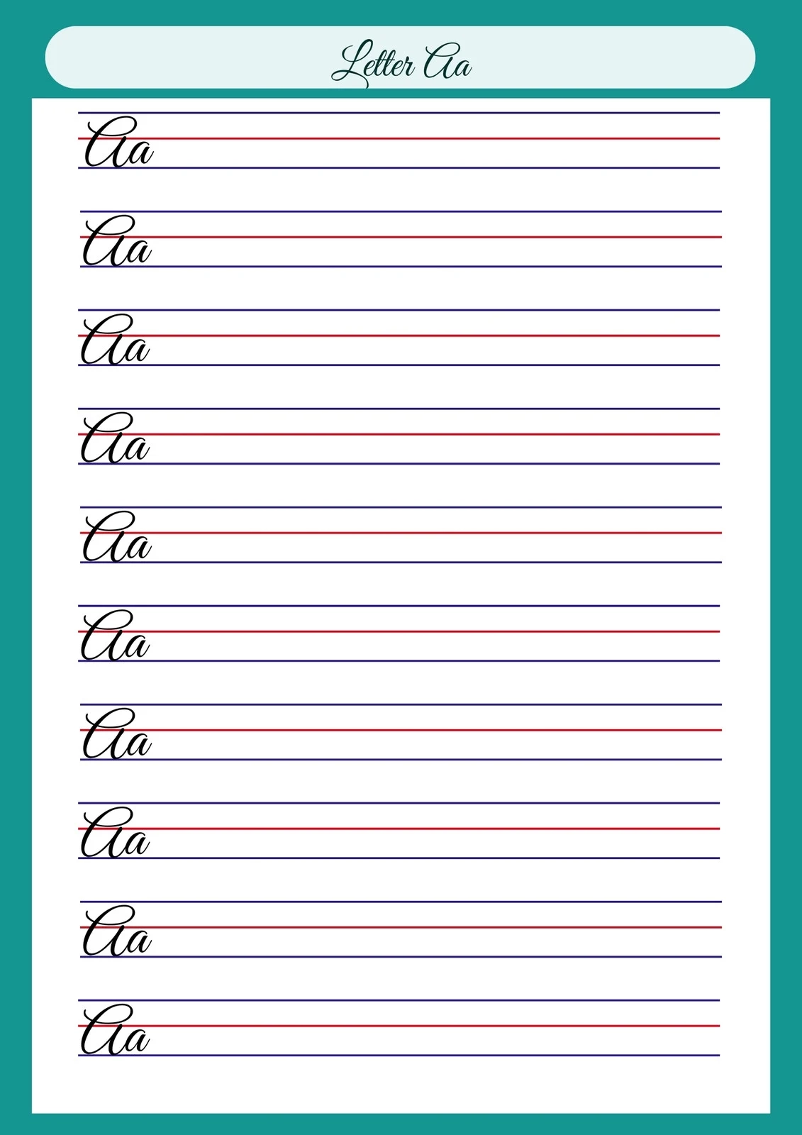 Printable Cursive Alphabet Worksheets