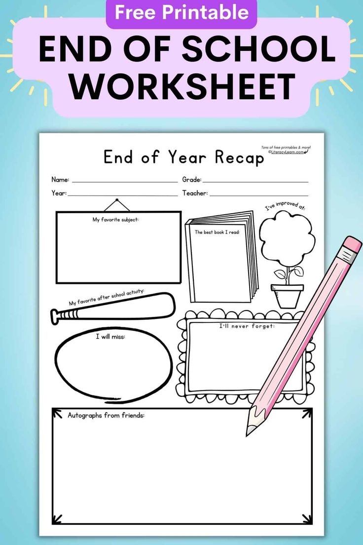 FREE Printable End Of The School Year Worksheet FREE Printable End Of The School Year Worksheet