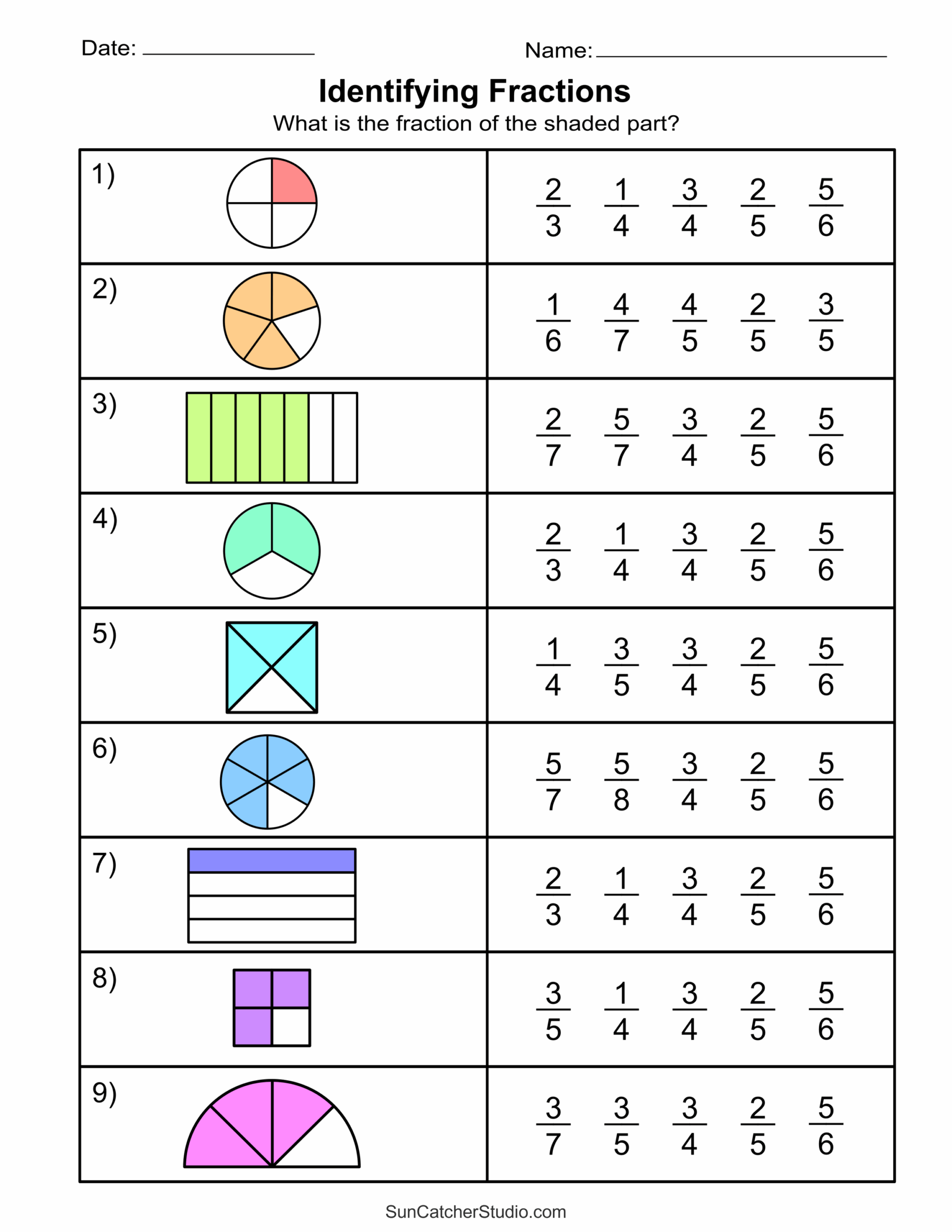 Free Printable Fractions Worksheets Comparing amp Identifying Free Printable Fractions Worksheets Comparing amp Identifying