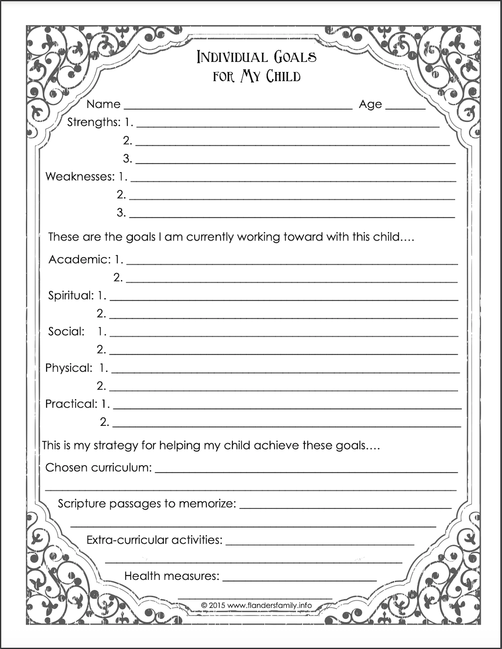 Free Printable Goal Setting Worksheets Flanders Family Home Life