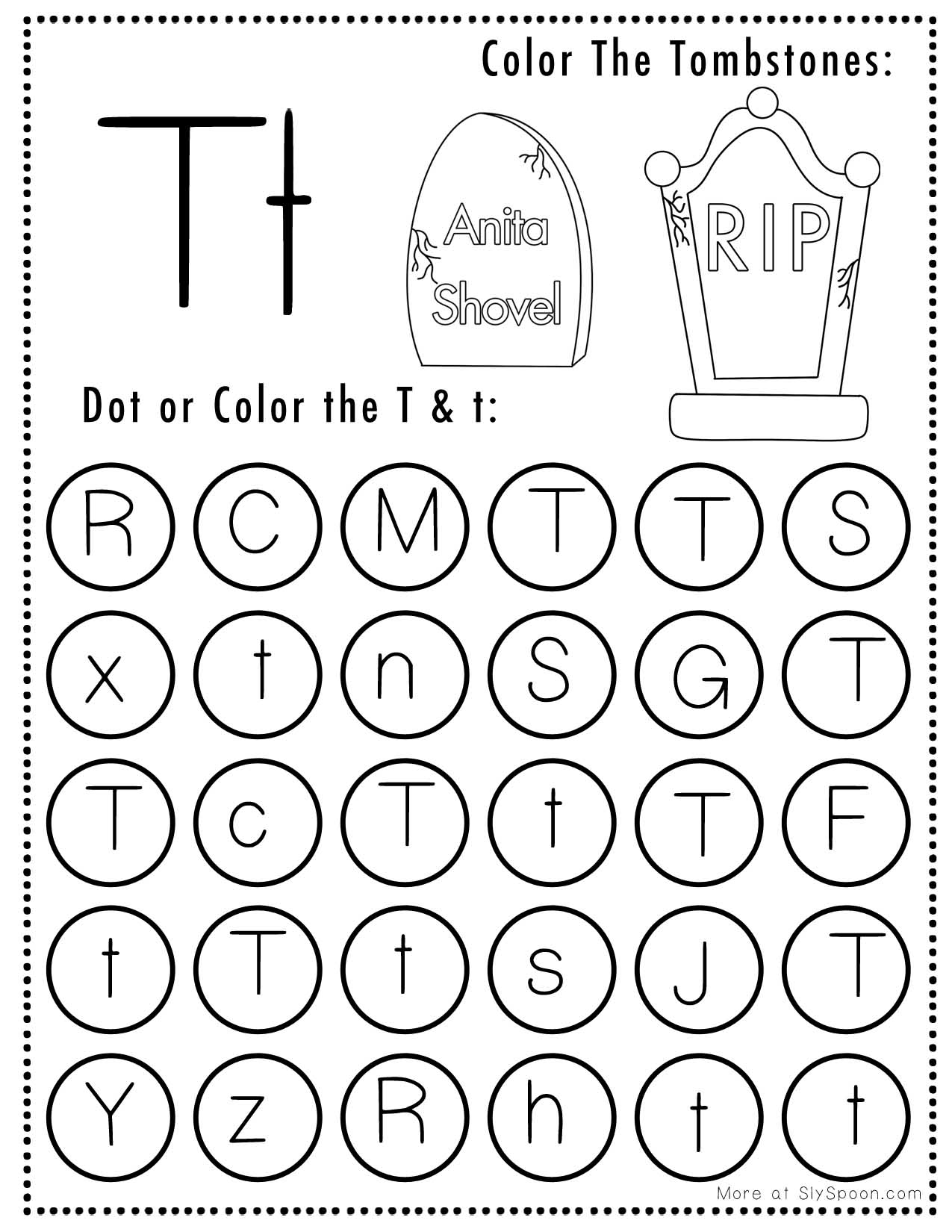 Free Printable Halloween Themed Letter T Dot Marker Activity Free Printable Halloween Themed Letter T Dot Marker Activity