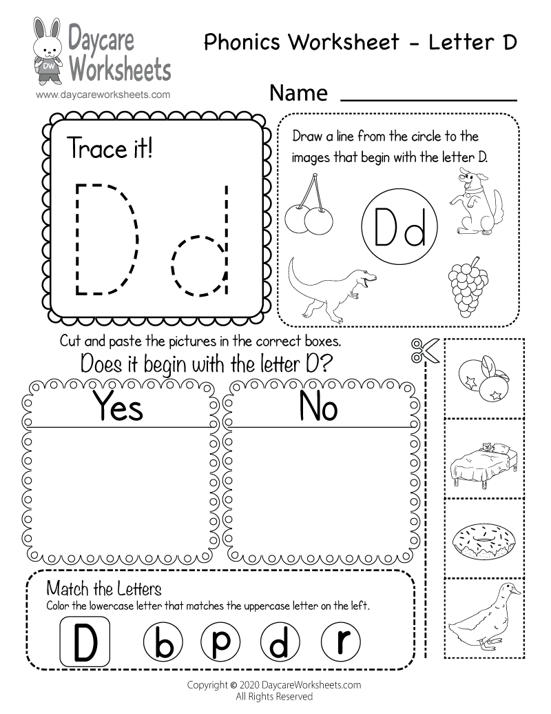 Free Printable Letter D Beginning Sounds Phonics Worksheet For Free Printable Letter D Beginning Sounds Phonics Worksheet For