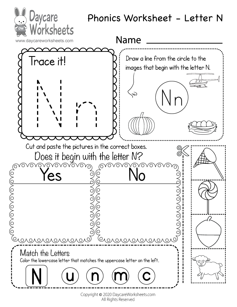 Letter N Free Printable Worksheets
