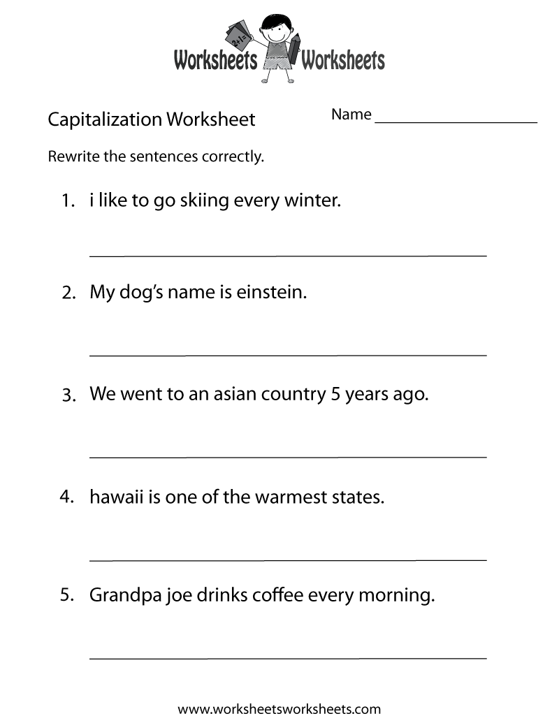 Free Printable Middle School Capitalization Worksheet Worksheets Free Printable Middle School Capitalization Worksheet Worksheets