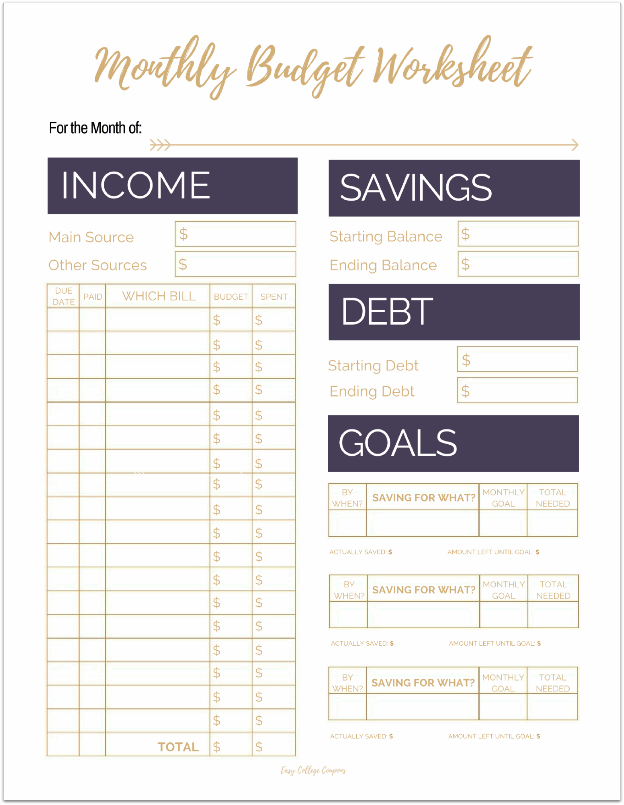 Free Printable Monthly Budget Template Free Printable Monthly Budget Template