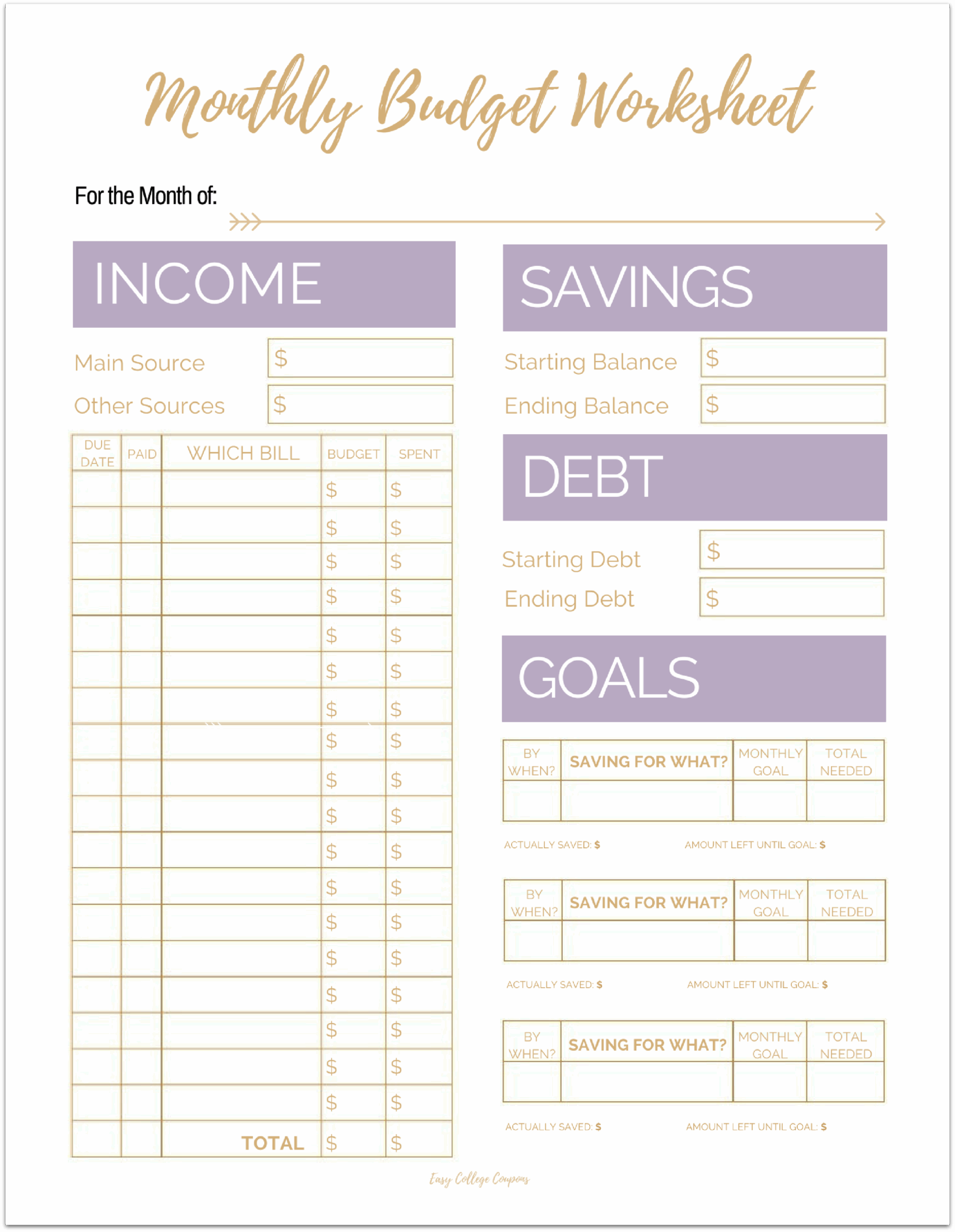 Free Printable Monthly Budget Template Free Printable Monthly Budget Template