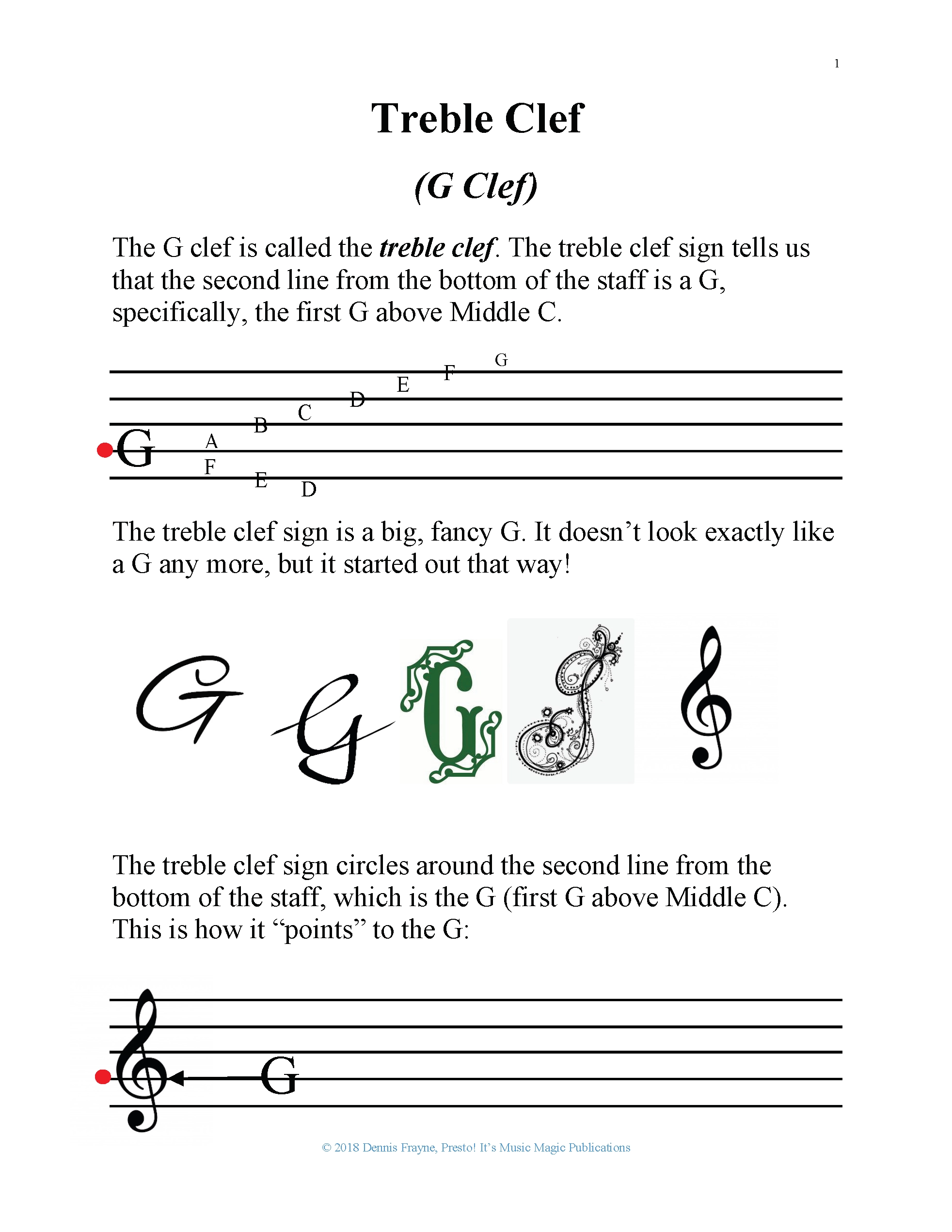 Printable Treble Clef Notes Worksheet