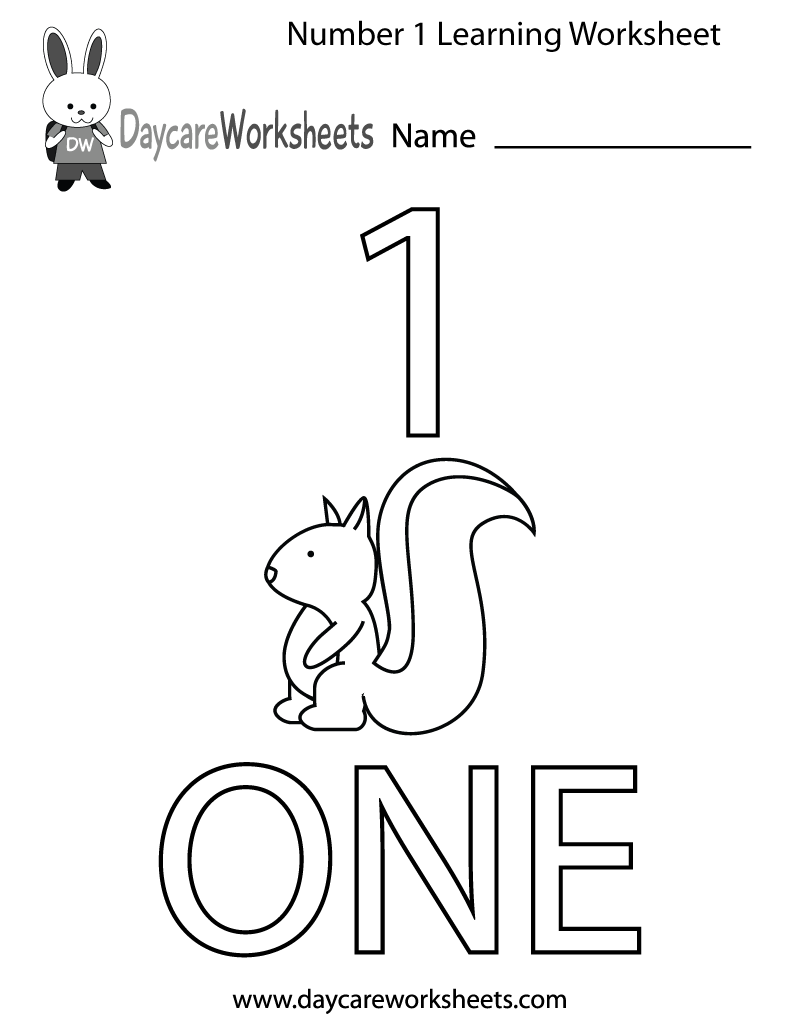 Free Printable Number One Learning Worksheet For Preschool Free Printable Number One Learning Worksheet For Preschool
