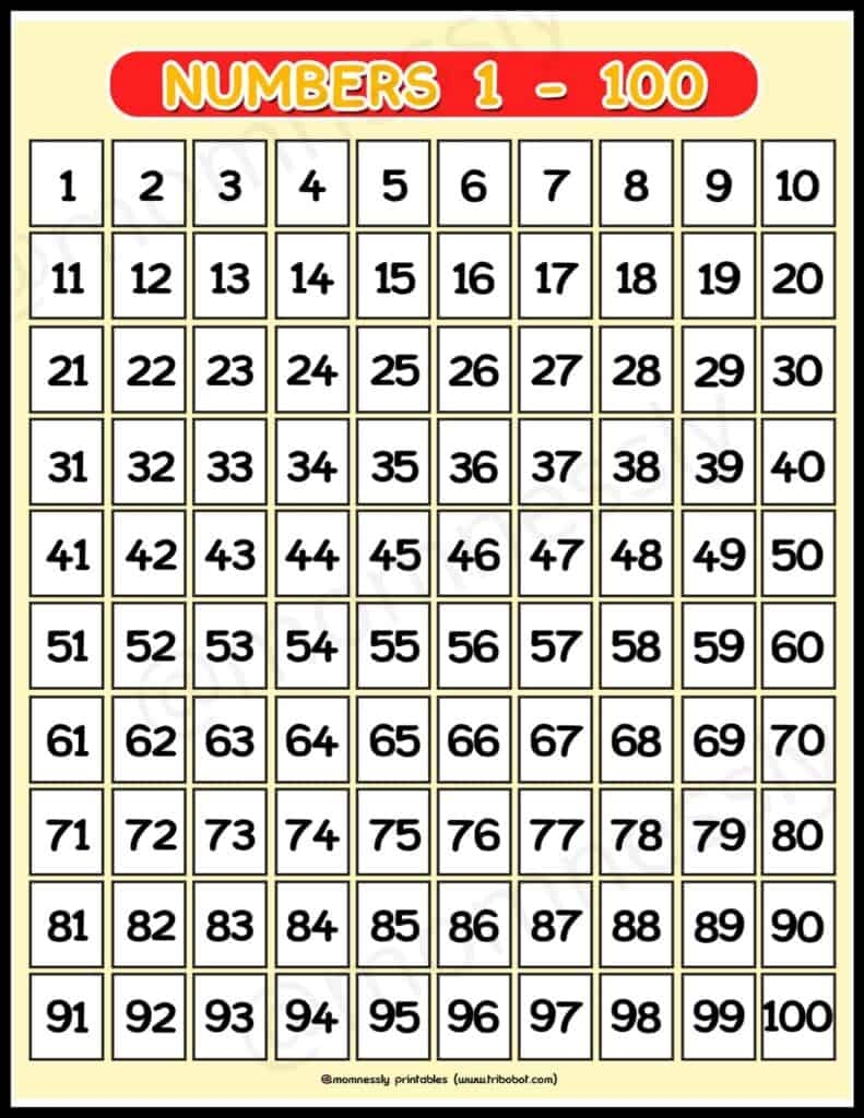 Free Printable Numbers 1 100 Tribobot X Mom Nessly Free Printable Numbers 1 100 Tribobot X Mom Nessly