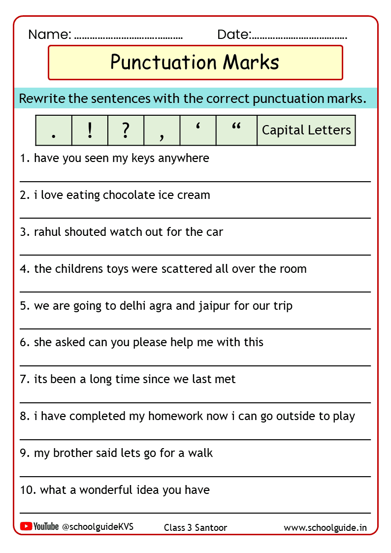 Free Printable Punctuation Worksheets PDF For Kids Free Printable Punctuation Worksheets PDF For Kids